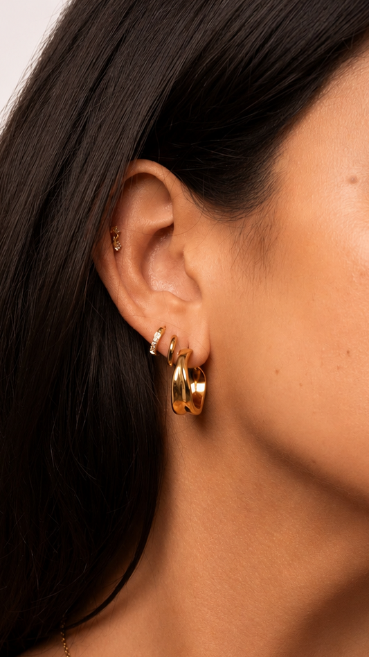 Milan Hoops in waterproof 18k PVD gold plated stainless steel – hypoallergenic hoop earrings UK