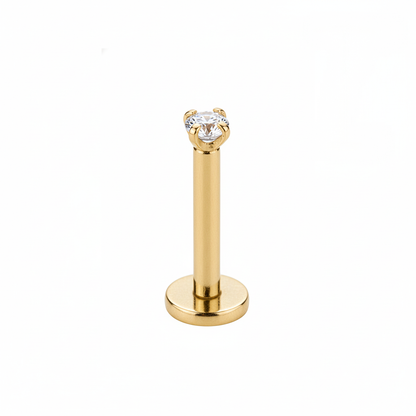 Basic Labret Stud in hypoallergenic surgical steel with PVD gold plating – waterproof piercing jewellery UK
