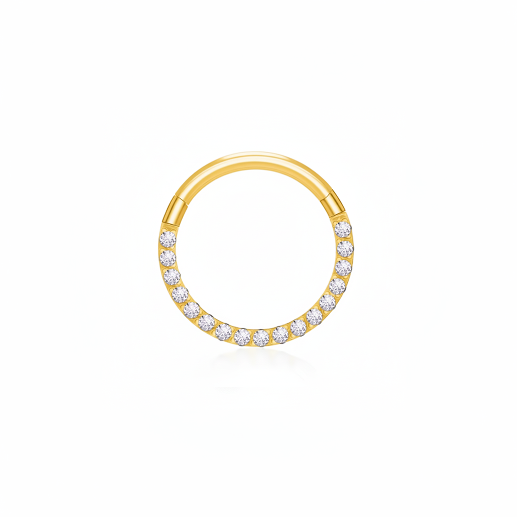 Camille Seamless Daith Hoop in hypoallergenic surgical steel with PVD gold plating – waterproof piercing UK