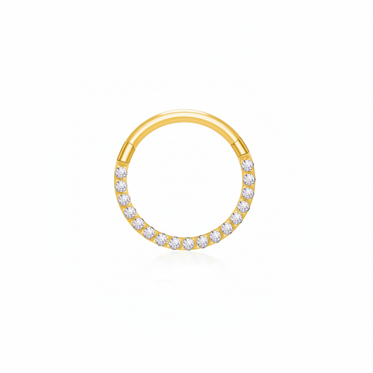 Camille Seamless Daith Hoop in hypoallergenic surgical steel with PVD gold plating – waterproof piercing UK