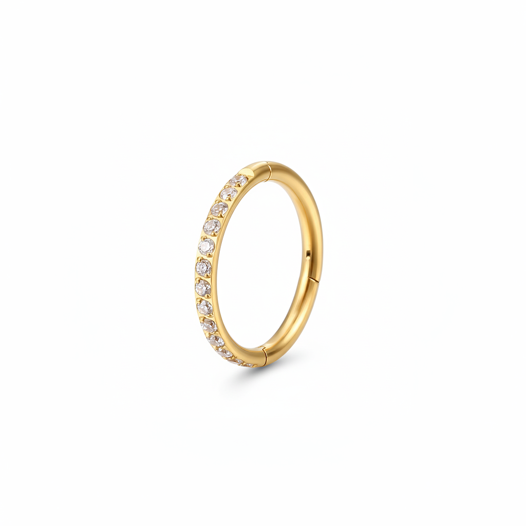 Celeste Helix Hoop in waterproof 18k PVD gold plated stainless steel – hypoallergenic helix piercing UK
