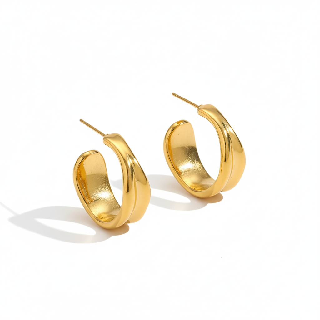 Milan Hoops in waterproof 18k PVD gold plated stainless steel – hypoallergenic hoop earrings UK