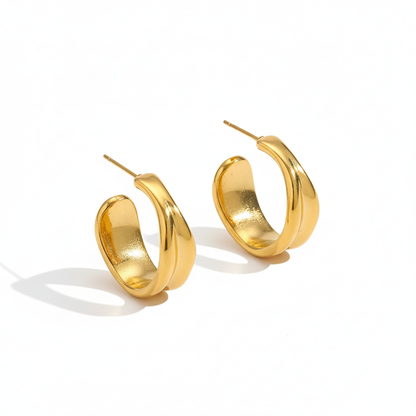 Milan Hoops in waterproof 18k PVD gold plated stainless steel – hypoallergenic hoop earrings UK