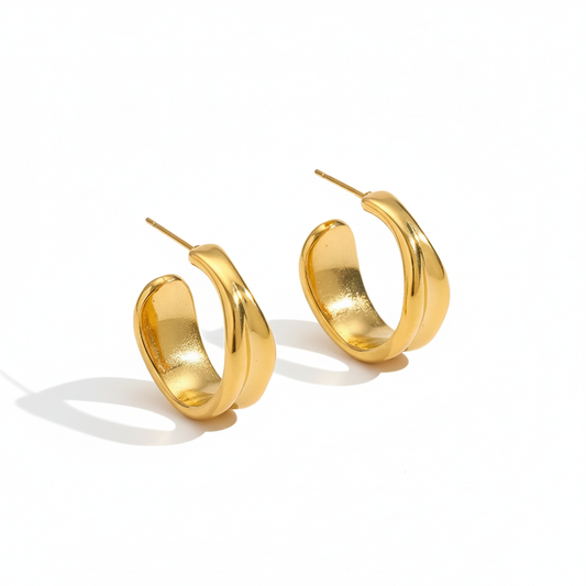 Milan Hoops in waterproof 18k PVD gold plated stainless steel – hypoallergenic hoop earrings UK