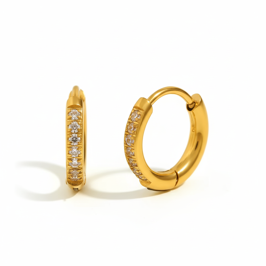 Nusa Huggies 10mm in waterproof 18k PVD gold plated stainless steel – hypoallergenic earrings UK