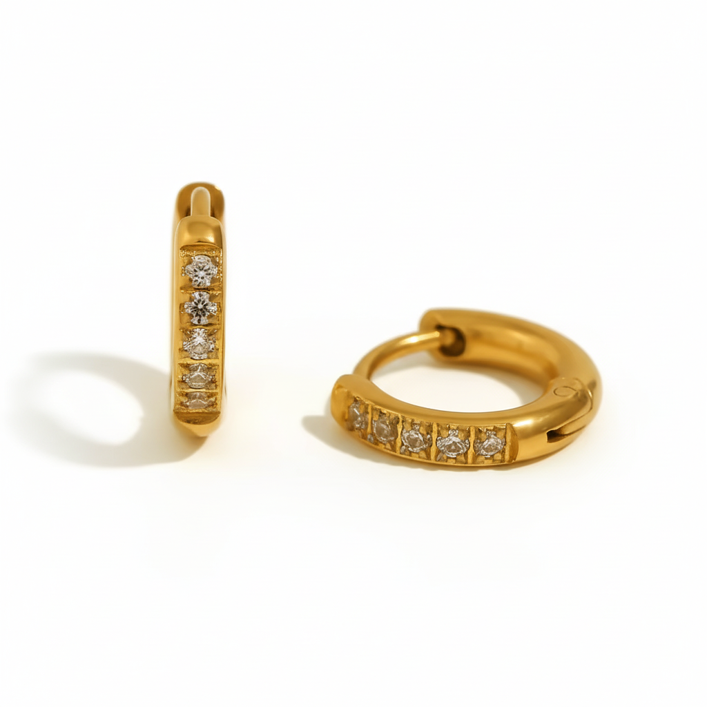 Nusa Huggies 8mm in waterproof 18k PVD gold plated stainless steel – hypoallergenic earrings UK
