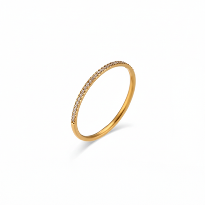 Slim Pavé Ring in waterproof 18k PVD gold plated stainless steel – hypoallergenic jewellery UK