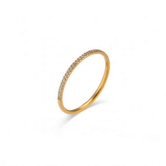 Slim Pavé Ring in waterproof 18k PVD gold plated stainless steel – hypoallergenic jewellery UK