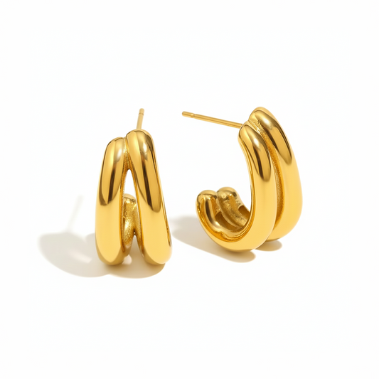 Soraya Half Hoops in waterproof 18k PVD gold plated stainless steel – hypoallergenic earrings UK