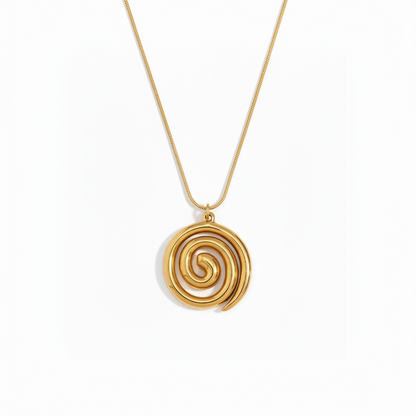 Spiral Necklace in waterproof 18k PVD gold plated stainless steel – hypoallergenic necklace UK