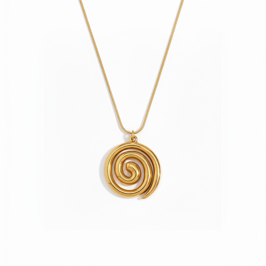 Spiral Necklace in waterproof 18k PVD gold plated stainless steel – hypoallergenic necklace UK