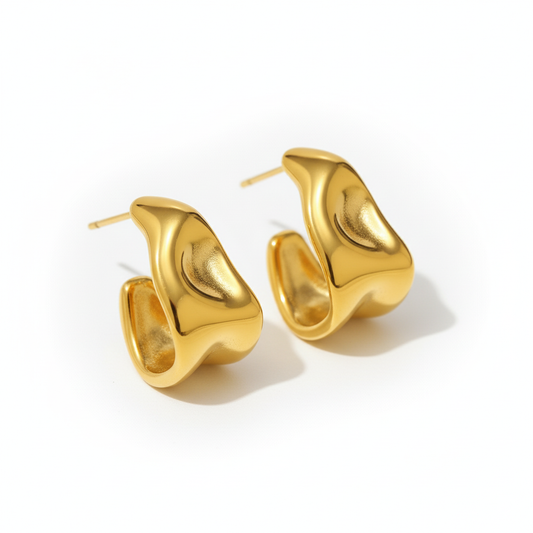 Versailles Hoops in waterproof 18k PVD gold plated stainless steel – hypoallergenic earrings UK