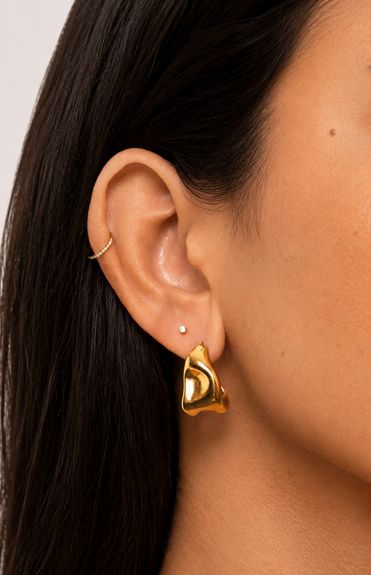 Versailles Hoops in waterproof 18k PVD gold plated stainless steel – hypoallergenic earrings UK